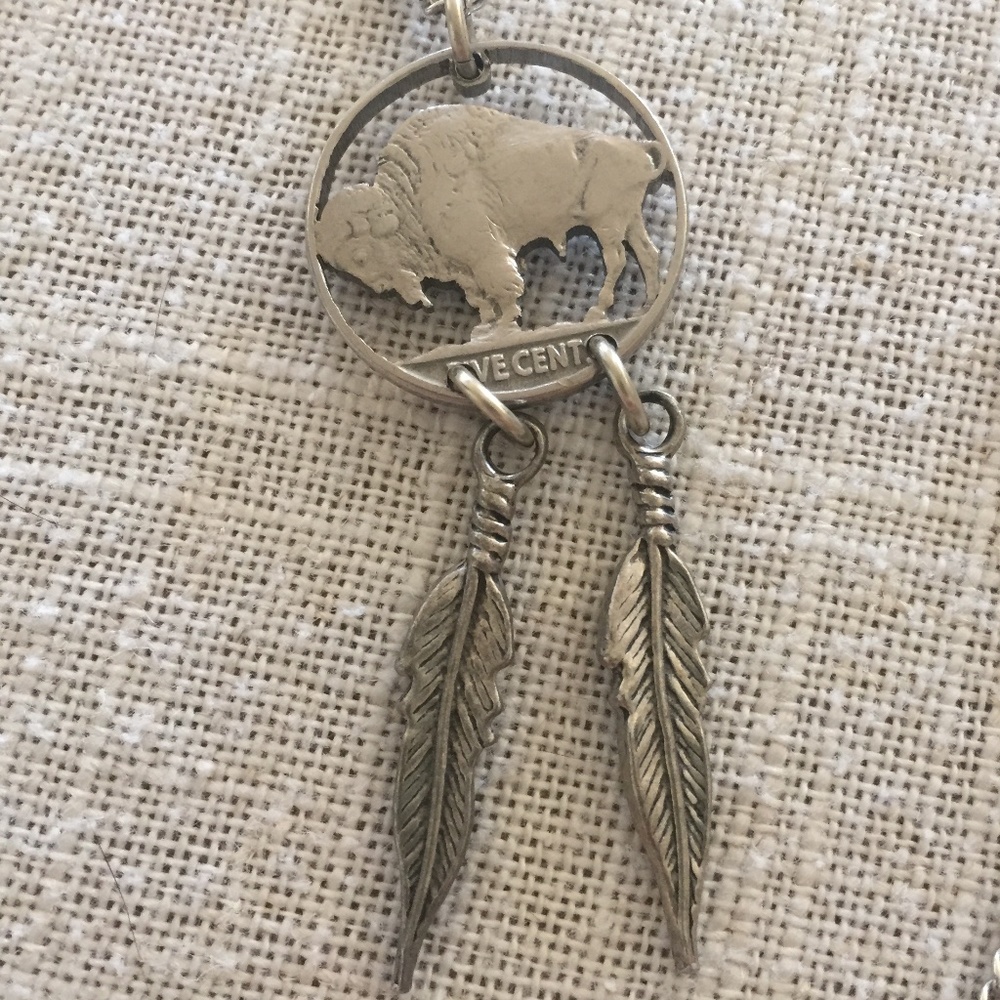 Carved Buffalo Nickel Necklace from South Dakota